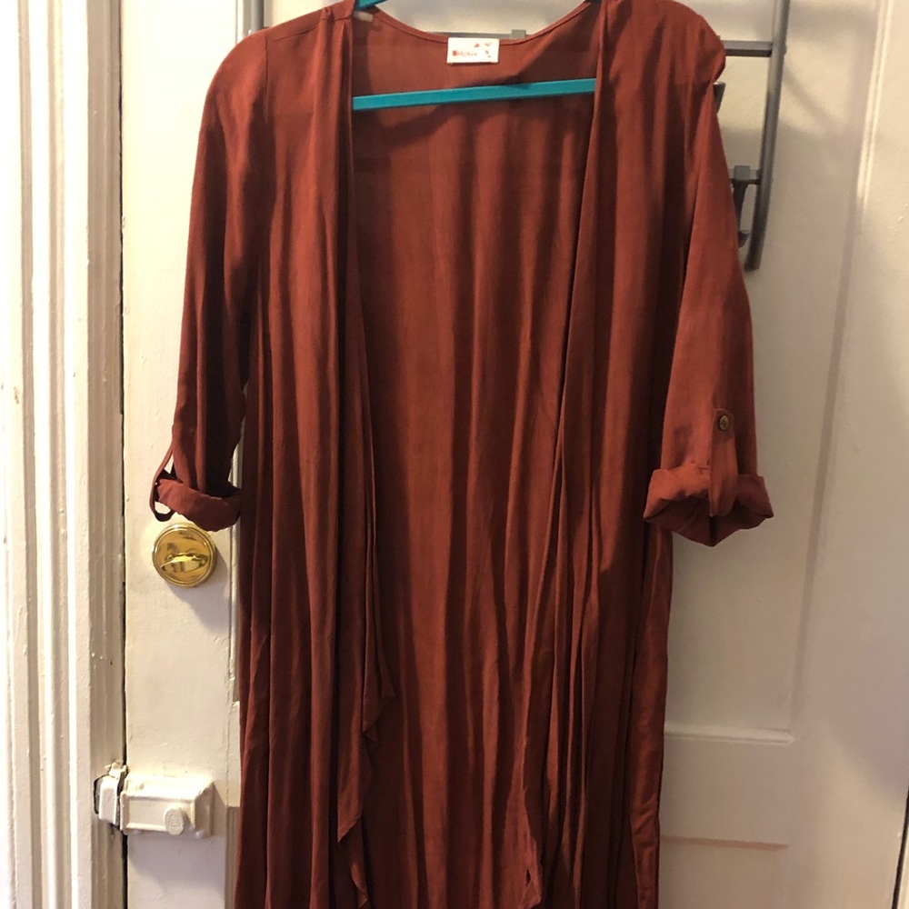 Rust colored kimono- can double as a wrap dress